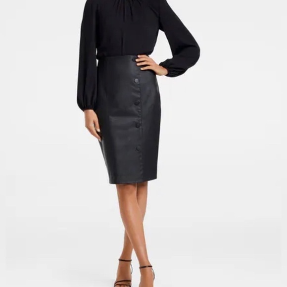 EVER new Melbourne faux leather Black Solid Knee Length Pencil Skirt - Picture 11 of 11